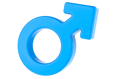 Male gender symbol, 3D rendering isolated on white background
