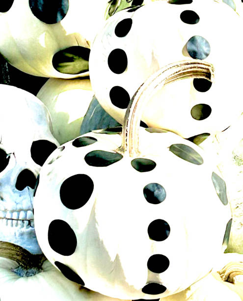 Halloween White Polka Dot Pumpkins