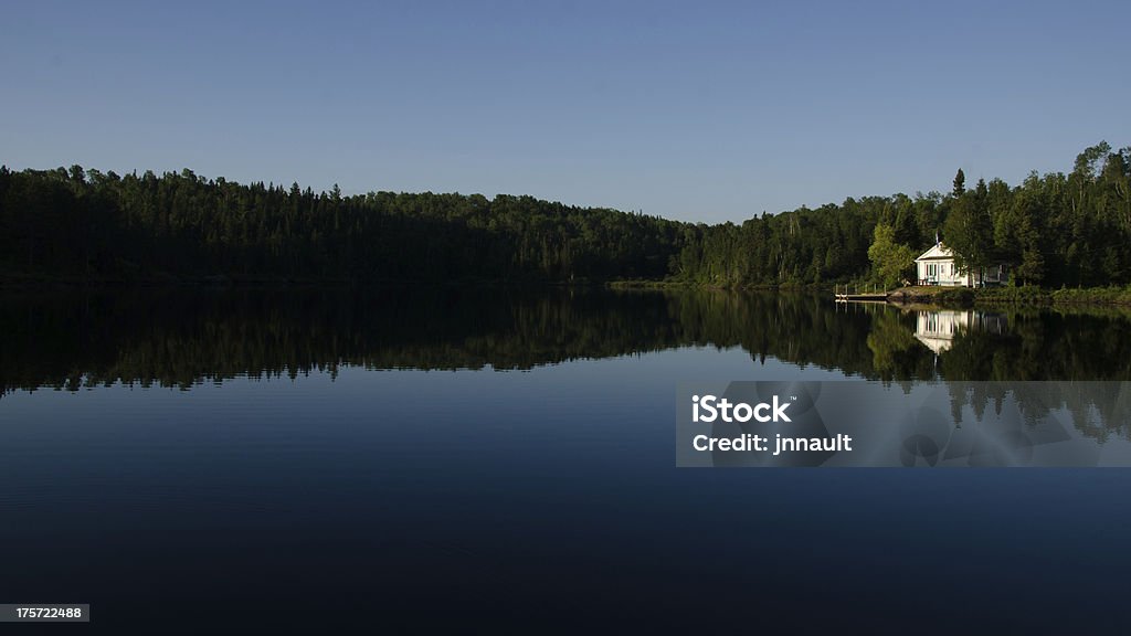 Casa de campo, Lago, reflexos, água, floresta, Silêncio, Cena Rural - Royalty-free Anoitecer Foto de stock