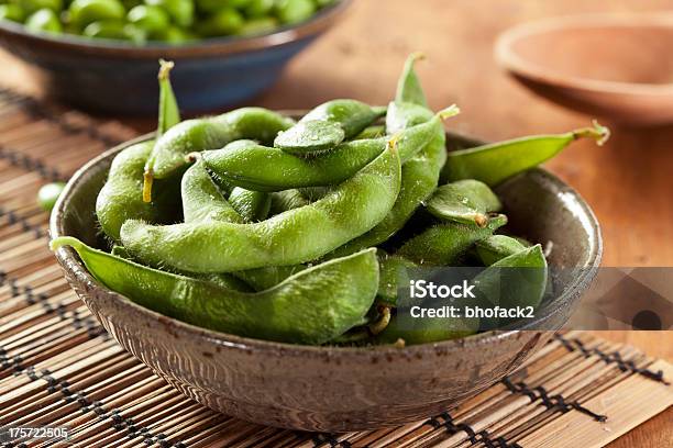 Green Organic Edamame With Sea Salt Stock Photo - Download Image Now - Edamame, Plant Pod, Japanese Culture