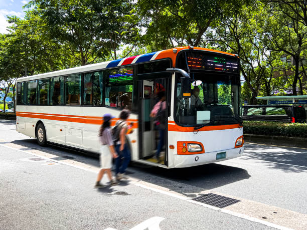 istock The passengers rushed to board buses on the road. 1757225266