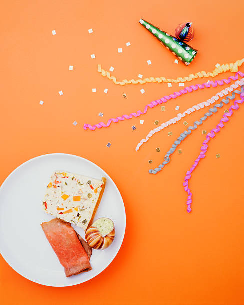 Overhead shot of party scene with copy space