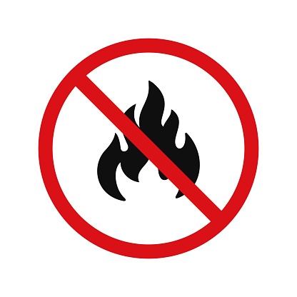 No fire icon symbol isolated on white background