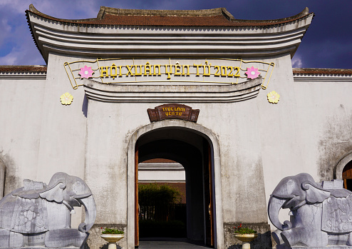 Yen Tu, Vietnam - December 26, 2022: Entrance to the Yen Tu Spring Festival