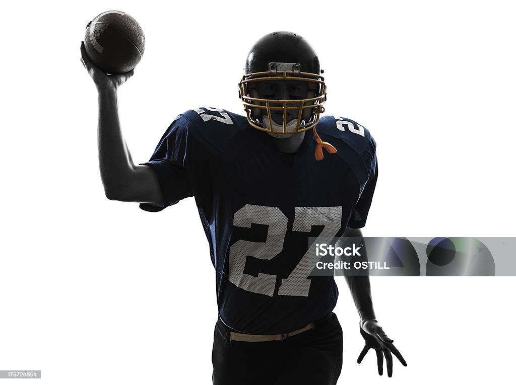 football player-quarterback 칠레식 던지기 남자 실루엣 - 로열티 프리 던지기 스톡 사진