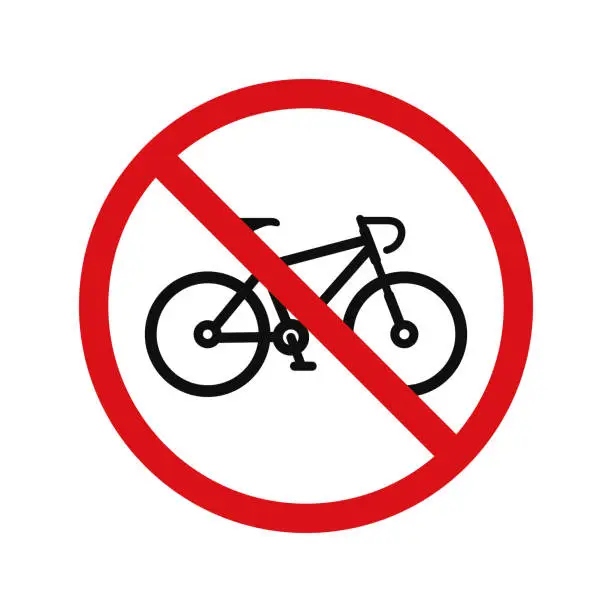 Vector illustration of No bicycle icon sign symbol isolated on white background