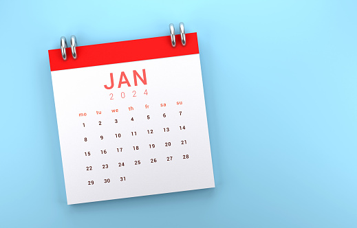 2024 January Calendar On Blue Background. Planning and Organization.