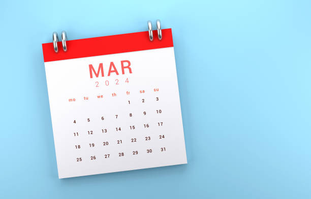 istock 2024 March Calendar On Blue Background 1757258111