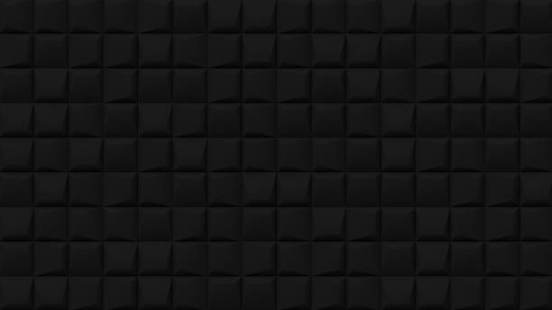 istock Black matte bulgy squares geometric tile background. Dark digital mosaic pattern. Creative bulging 3d graphic design floor wallpaper. 1757263176