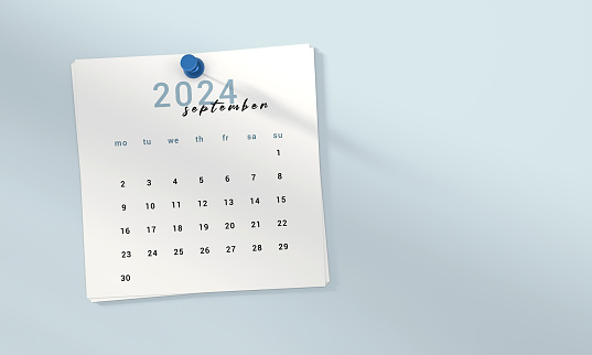 2024 September Calendar On Blue Background. Planning and Organization.