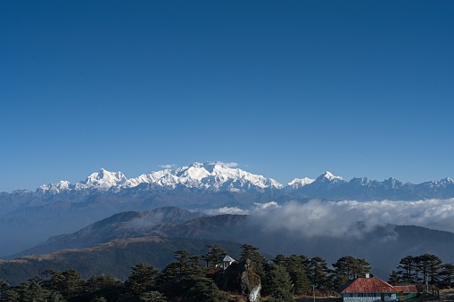 The beautiful and imposing Kanchenjunga mountain as seen from Sandakpu in West Bengal