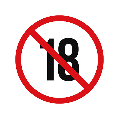 No 18 years old icon sign symbol isolated on white background