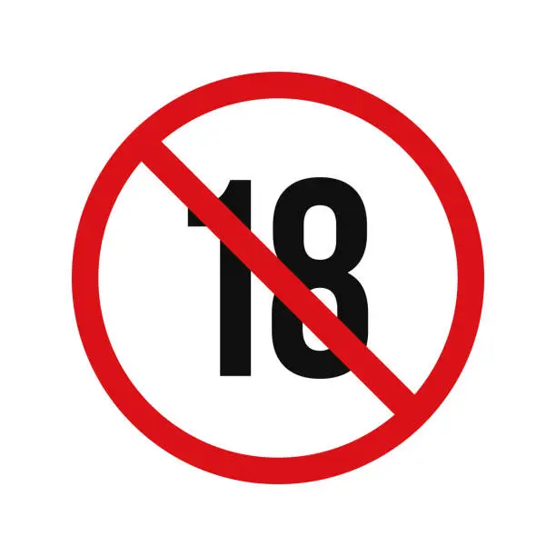 Vector illustration of No 18 years old icon sign symbol isolated on white background