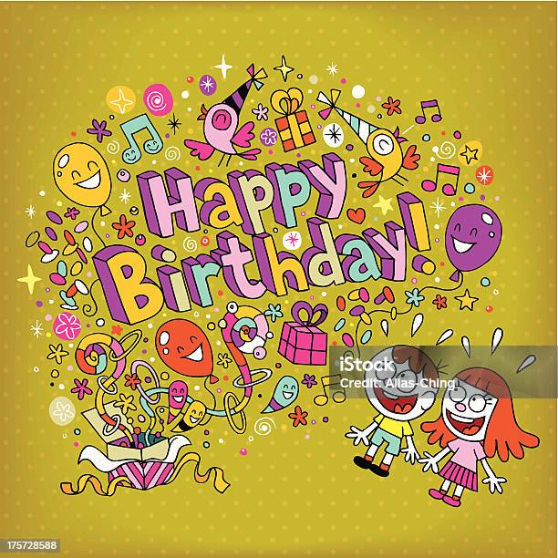 Happy Birthday Card Stock Vektor Art und mehr Bilder von Geburtstagskarte - Geburtstagskarte, Kind, Geburtstag