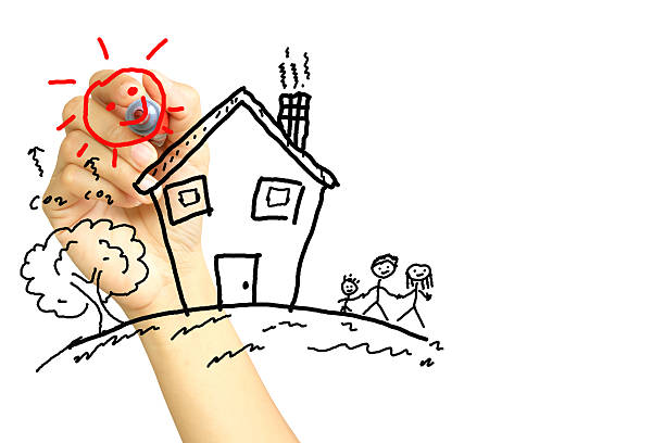 istock Hand drawing a happy family 175729617