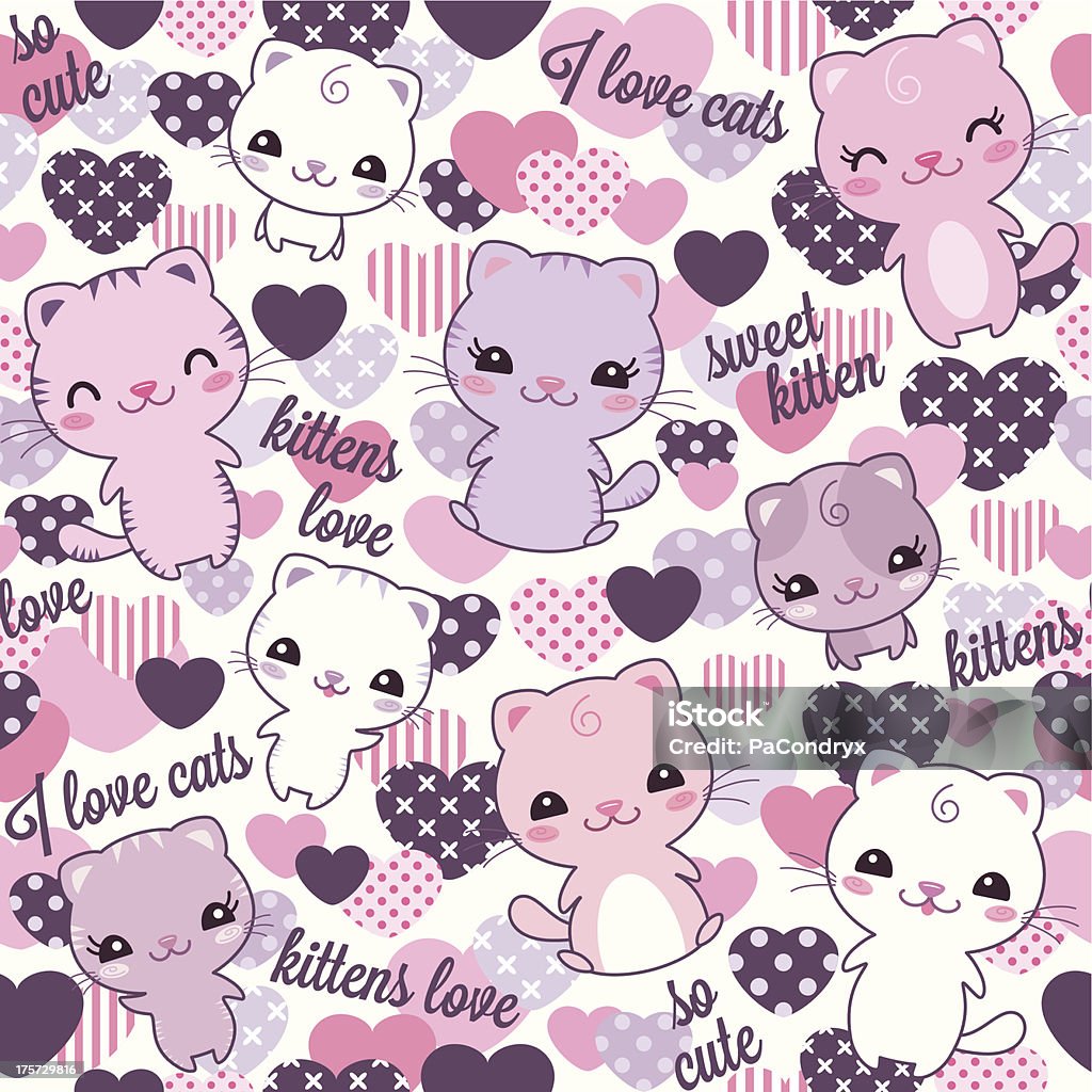 Repeating Kittens Pattern Stock Illustration - Download Image Now ...
