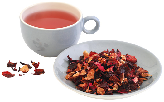Herbal tea of roselle, rose hips and apple