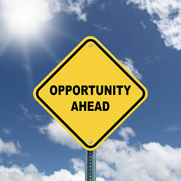 istock Yellow opportunity ahead road sign 175730885