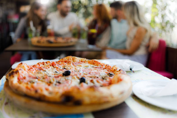 istock Close up of pizza in a restaurant. 1757328639