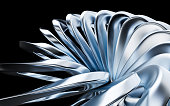 Metallic curve geometry background, 3d rendering.