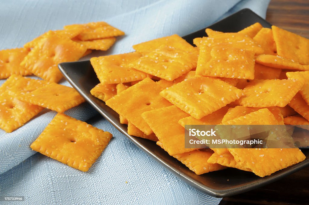 Cheddar cheese crackers A snack dish of cheese flavored crackers Cracker - Snack Stock Photo