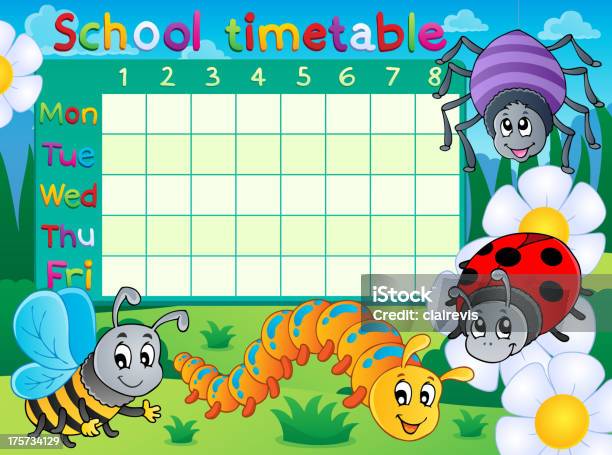 School Timetable Topic Image 6 Stock Illustration - Download Image Now - Animal, Art, Art And Craft