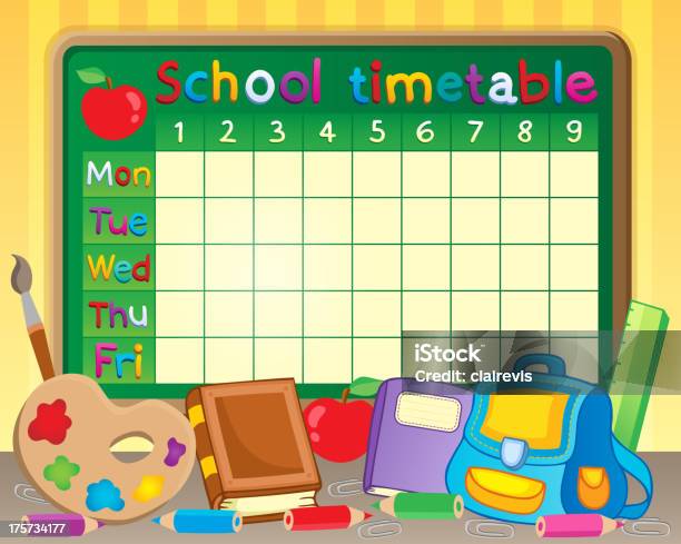 School Timetable Theme Image 3 Stock Illustration - Download Image Now - Art, Art And Craft, Artist's Palette