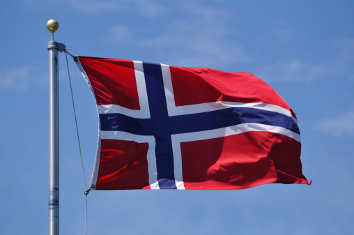 The Flag of Norway Waving in the Breeze