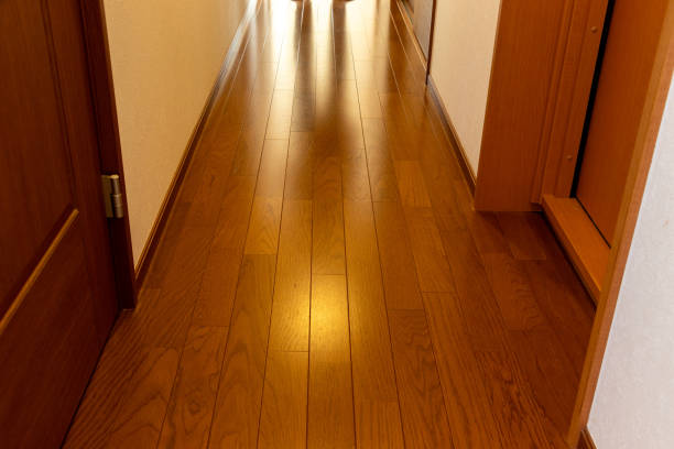 Wood flooring in a residential corridor