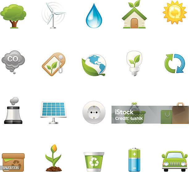 Ecoiconsset 1 Stock Vektor Art und mehr Bilder von Grün - Grün, Sonnenkollektor, Umweltschutz