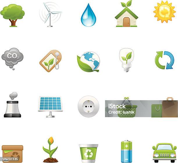 Ilustración de Iconos De Ecoconjunto 1 y más Vectores Libres de Derechos de Conservación del ambiente - Conservación del ambiente, Panel Solar, Verde - Color