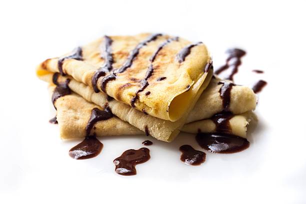 pancake with chocolate stock photo
