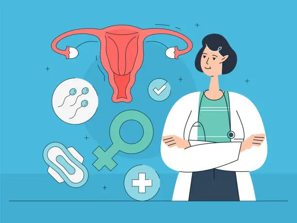 Vector illustration of Gynecology Flat Design Illustration