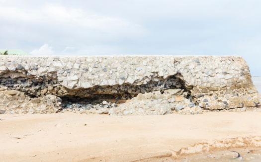 Damage of a stone seawall