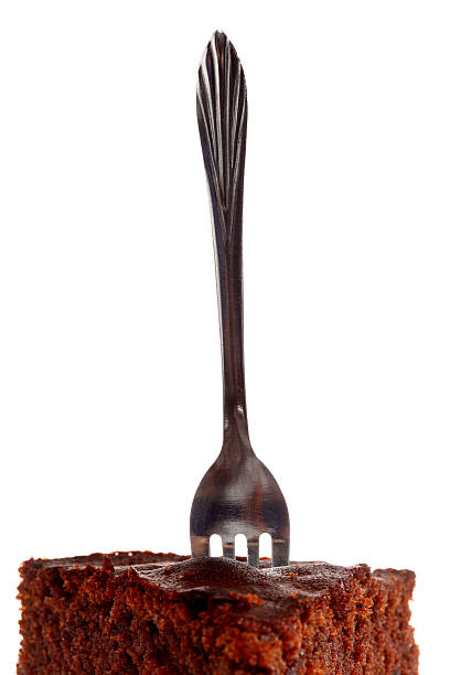 istock Piece of chocolate cake with fork isolated 175740876
