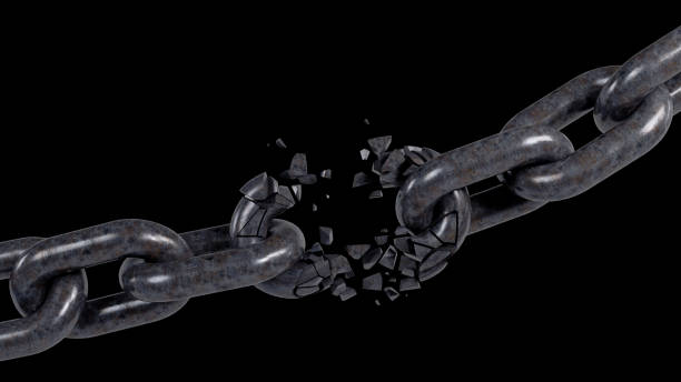 istock 3D rendering of broken iron chain, freedom from restrictions, breaking all chains, Escaping boundaries concept 1757418845