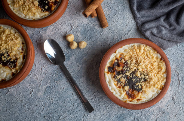 istock Baked rice pudding turkish milky dessert sutlac (Turkish name; firin sutlac) 1757419422