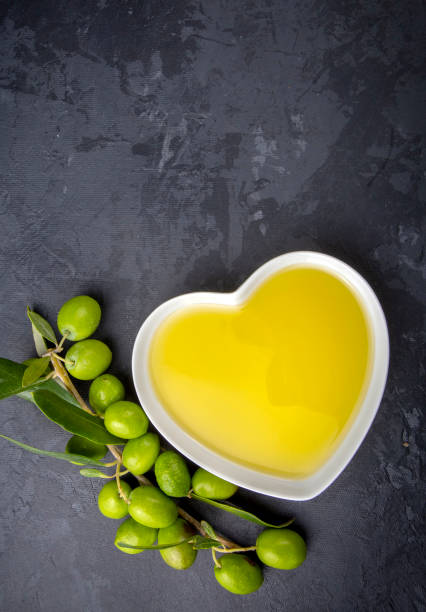 istock Green olive and olive oil isolated 1757426241