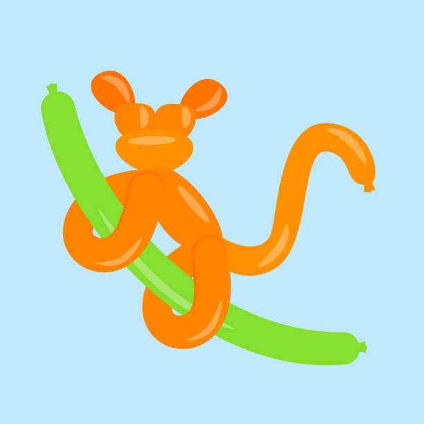 istock Ball monkey on a green rope. Cartoon animal character. 1757435039