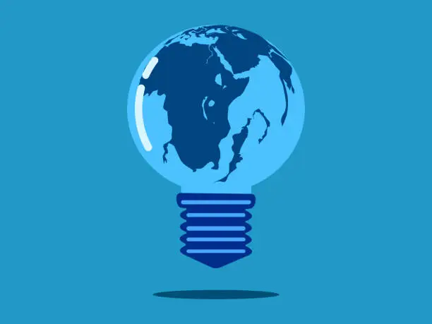 Vector illustration of World map in light bulbs isolated on background vector