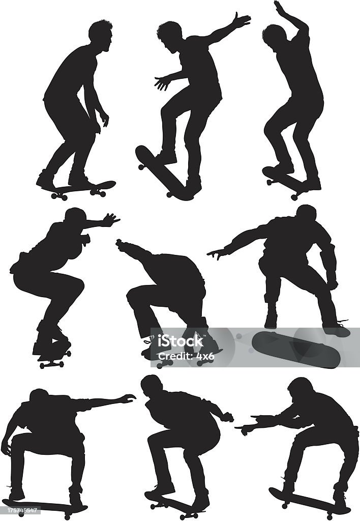 Várias imagens de um homem de - Royalty-free Skate - Atividade Recreativa arte vetorial
