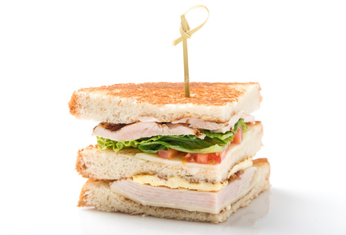 Club Sandwich Close up on White Background