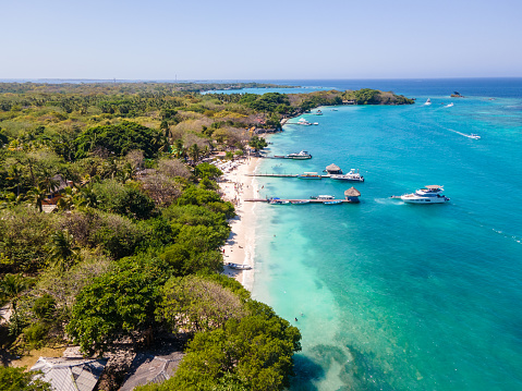 A high angle view of Cartagena beach in Colombia, South America.