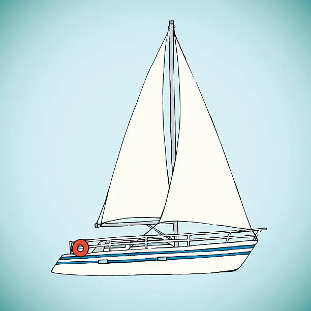 Vector illustration of Hand Drawn Yacht