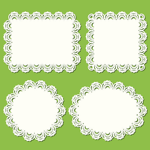Doily And Frame Set (Green) - Grouped individually doily stock illustrations