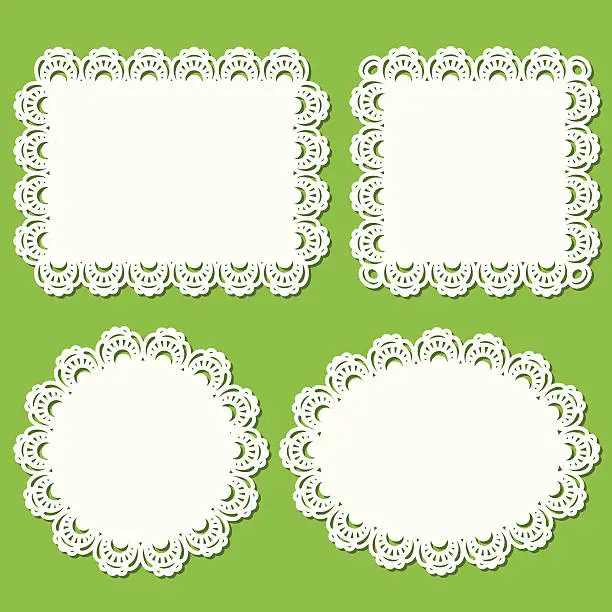 Vector illustration of Doily And Frame Set (Green)