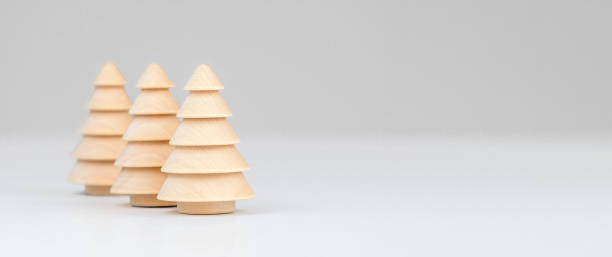 istock Wooden Christmas trees. New Year celebration concept. 1757469713