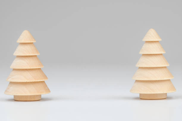 istock Wooden Christmas trees. New Year celebration concept. 1757471827
