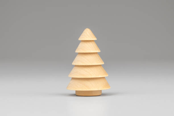 istock Wooden Christmas Tree on gray background. 1757471835