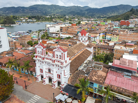 A high angle view of Guatape in Colombia, South America.